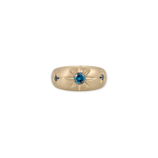 TRIPLE BLUE DIAMOND STARBURST DOME RING - JACQUIE AICHE