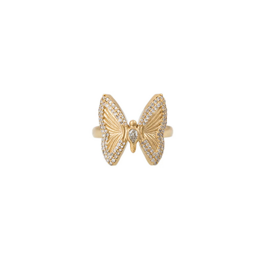 SMALL PAVE TEARDROP DIAMOND CENTER BUTTERFLY RING - JACQUIE AICHE