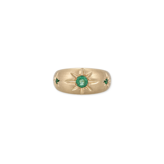 TRIPLE EMERALD STARBURST DOME RING - JACQUIE AICHE