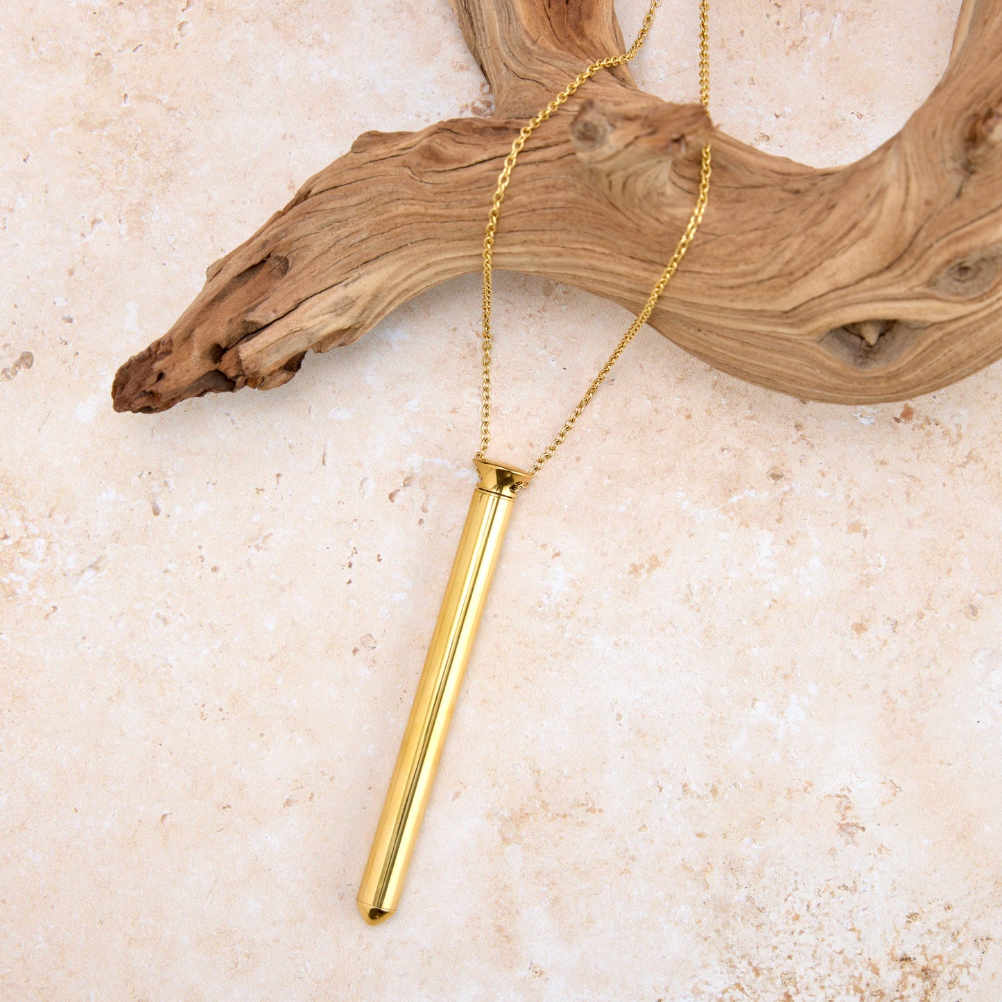 Crave Vibrational Tool Yellow Gold Necklace