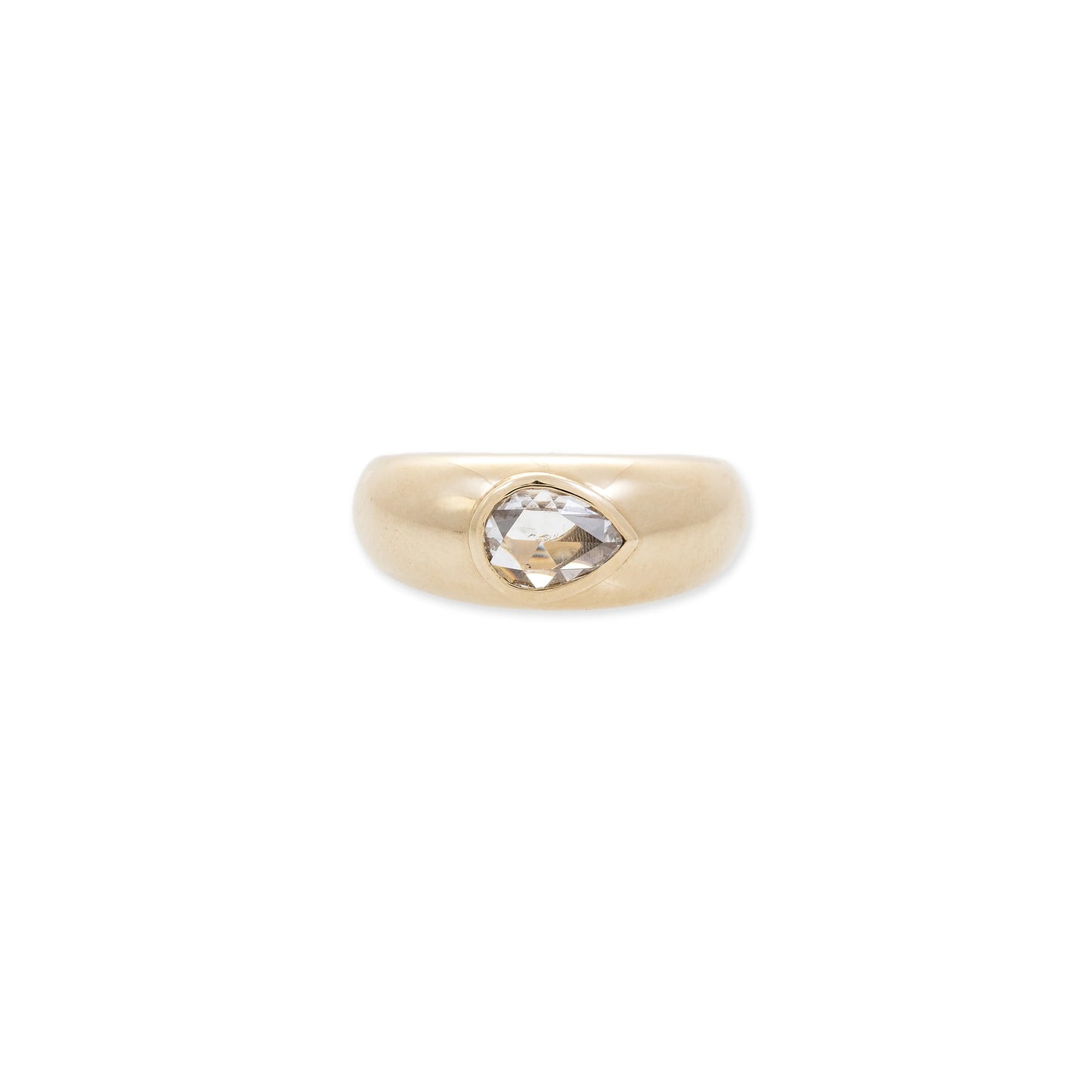 ROSE CUT TEARDROP DIAMOND CENTER THICK DOME RING - JACQUIE AICHE